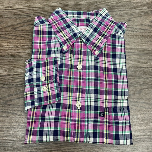 Brooks Brothers Other - Brooks Brothers Pink & Green Madras Plaid Shirt M